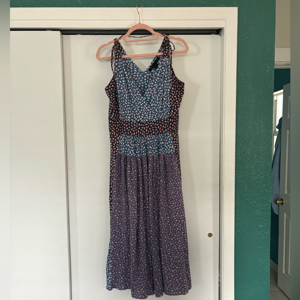 Marc by Marc Jacobs silk cotton midi dress tie shoulder sleeveless sundress